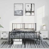 Metal Bed Frame without Mattress with Footboard Black 135x190 cm - Side View