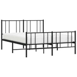 Metal Bed Frame without Mattress with Footboard Black 135x190 cm - 45-Degree Angle