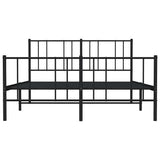 Metal Bed Frame without Mattress with Footboard Black 135x190 cm - Rear View
