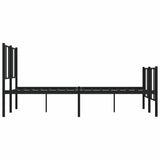 Metal Bed Frame without Mattress with Footboard Black 135x190 cm - Close-Up Angle