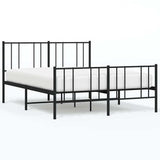 Metal Bed Frame without Mattress with Footboard Black 150x200 cm - Front View