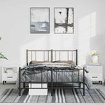 Metal Bed Frame without Mattress with Footboard Black 150x200 cm
