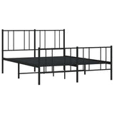 Metal Bed Frame without Mattress with Footboard Black 150x200 cm - Top-Down View
