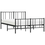 Metal Bed Frame without Mattress with Footboard Black 150x200 cm