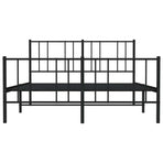 Metal Bed Frame without Mattress with Footboard Black 150x200 cm