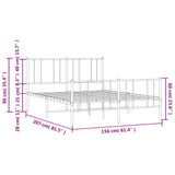 Metal Bed Frame without Mattress with Footboard Black 150x200 cm