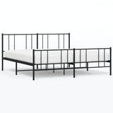 Metal Bed Frame without Mattress with Footboard Black 183x203 cm King - Front View