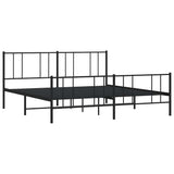 Metal Bed Frame without Mattress with Footboard Black 183x203 cm King