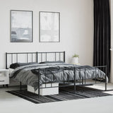 Metal Bed Frame without Mattress with Footboard Black 183x203 cm King - Top-Down View