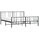 Metal Bed Frame without Mattress with Footboard Black 183x203 cm King - 45-Degree Angle