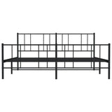 Metal Bed Frame without Mattress with Footboard Black 183x203 cm King