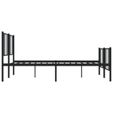 Metal Bed Frame without Mattress with Footboard Black 183x203 cm King - Close-Up Angle