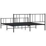 Metal Bed Frame without Mattress with Footboard Black 183x203 cm King - Low Angle