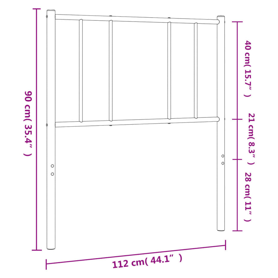 Metal Replace Headboard Black 107 cm