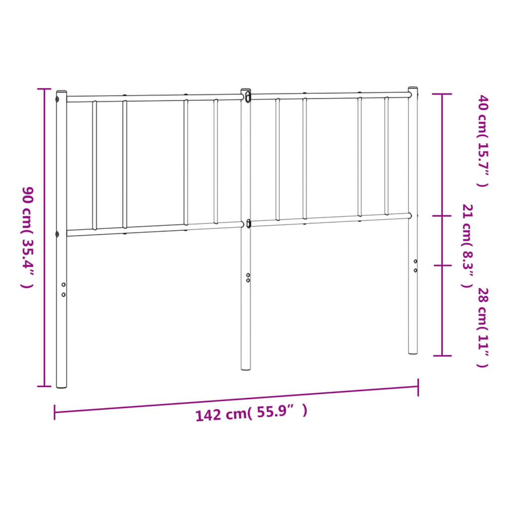 Metal Replace Headboard Black 135 cm
