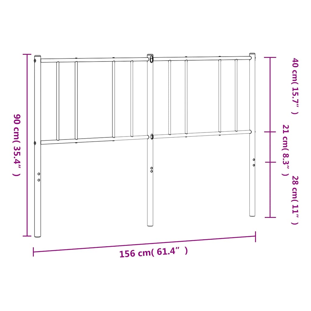 Metal Replace Headboard Black 150 cm
