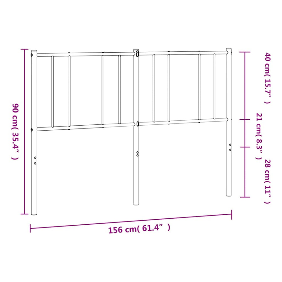 Metal Replace Headboard Black 150 cm