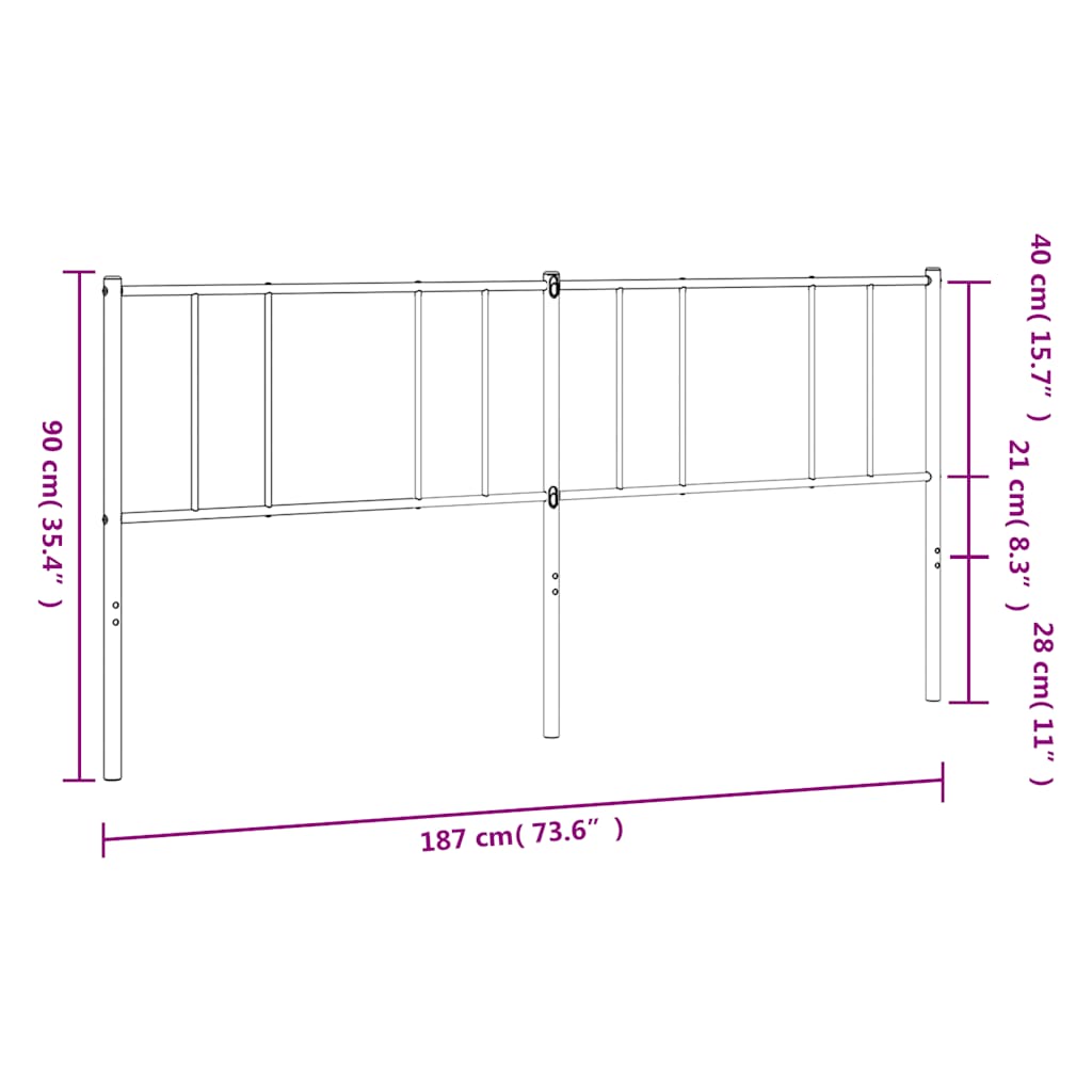 Metal Replace Headboard Black 180 cm