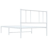 Metal Bed Frame without Mattress with Headboard White 90x190 cm - Low Angle