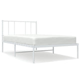 Metal Bed Frame without Mattress with Headboard White 107x203 cm King Single - Front View