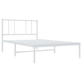 Metal Bed Frame without Mattress with Headboard White 107x203 cm King Single - Side View