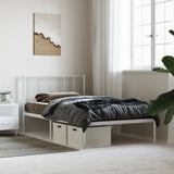 Metal Bed Frame without Mattress with Headboard White 107x203 cm King Single