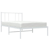 Metal Bed Frame without Mattress with Headboard White 107x203 cm King Single - 45-Degree Angle