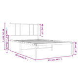 Metal Bed Frame without Mattress with Headboard White 107x203 cm King Single - Extra Image