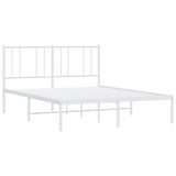 Metal Bed Frame without Mattress with Headboard White 135x190 cm