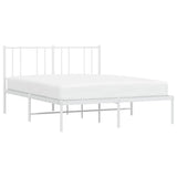Metal Bed Frame without Mattress with Headboard White 135x190 cm