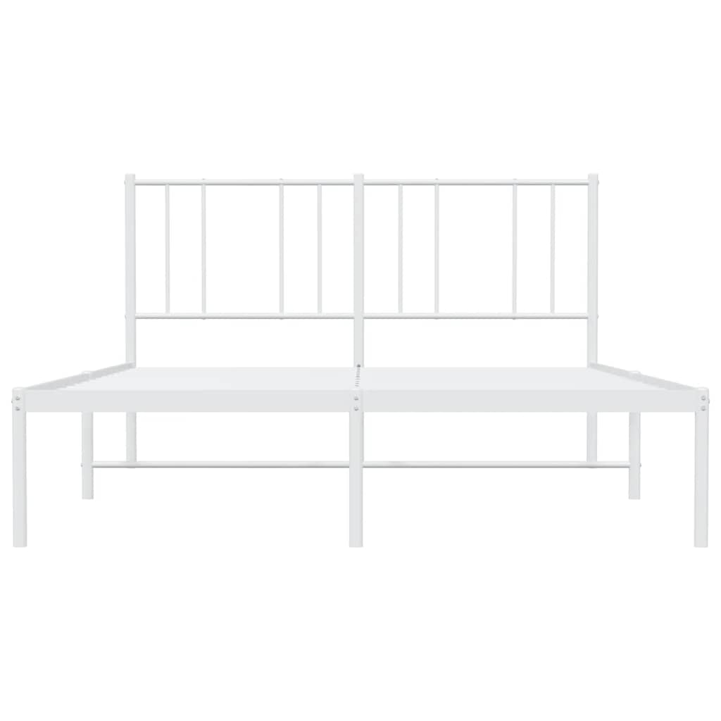 Metal Bed Frame without Mattress with Headboard White 135x190 cm