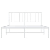 Metal Bed Frame without Mattress with Headboard White 135x190 cm