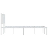 Metal Bed Frame without Mattress with Headboard White 135x190 cm - Close-Up Angle