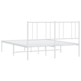 Metal Bed Frame without Mattress with Headboard White 135x190 cm