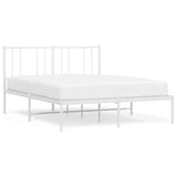 Metal Bed Frame without Mattress with Headboard White 150x200 cm - Front View