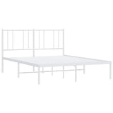 Metal Bed Frame without Mattress with Headboard White 150x200 cm - Top-Down View