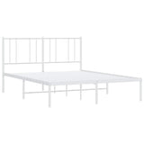 Metal Bed Frame without Mattress with Headboard White 150x200 cm