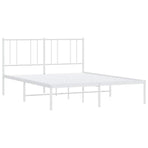 Metal Bed Frame without Mattress with Headboard White 150x200 cm