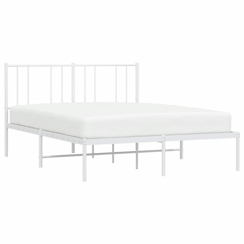 Metal Bed Frame without Mattress with Headboard White 150x200 cm