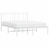 Metal Bed Frame without Mattress with Headboard White 150x200 cm
