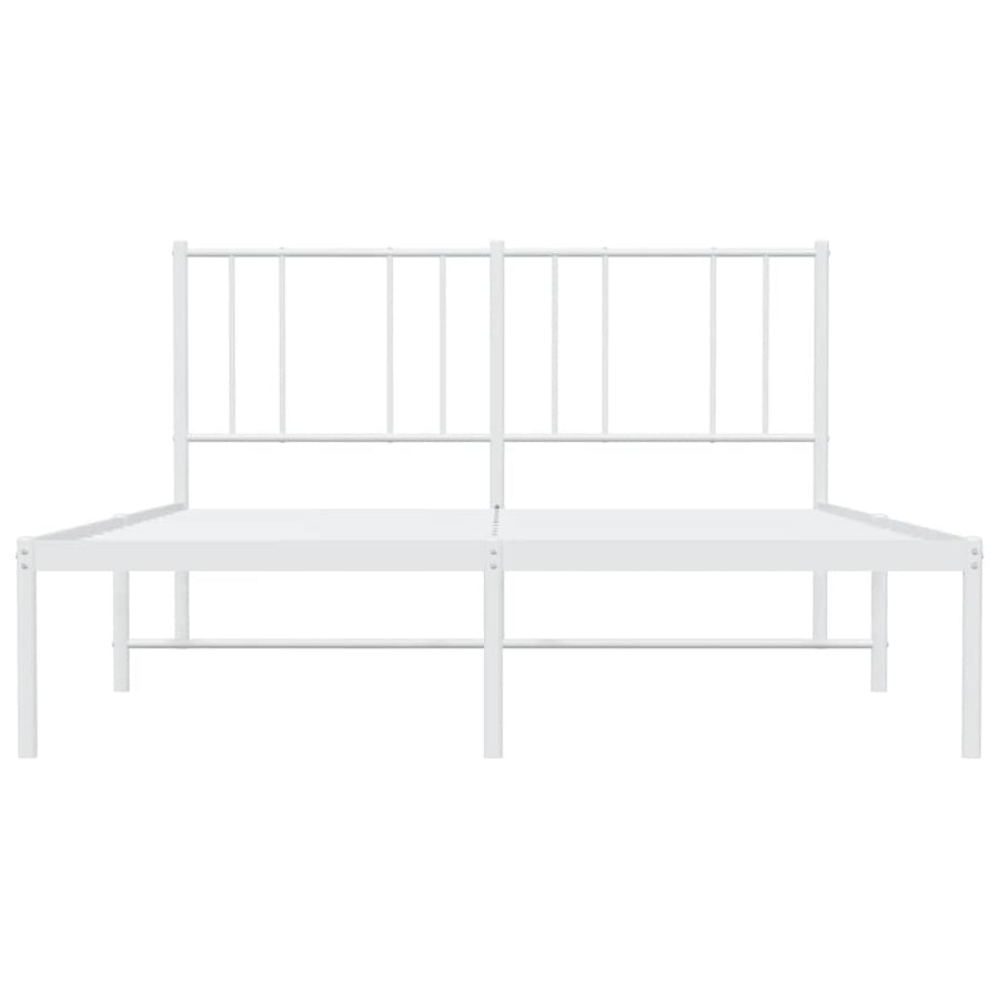 Metal Bed Frame without Mattress with Headboard White 150x200 cm