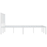 Metal Bed Frame without Mattress with Headboard White 150x200 cm - Low Angle