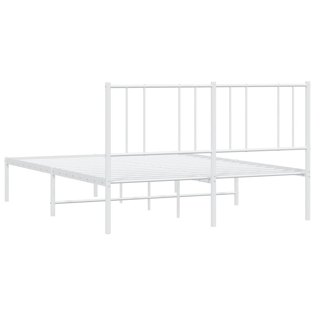 Metal Bed Frame without Mattress with Headboard White 150x200 cm