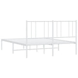Metal Bed Frame without Mattress with Headboard White 150x200 cm