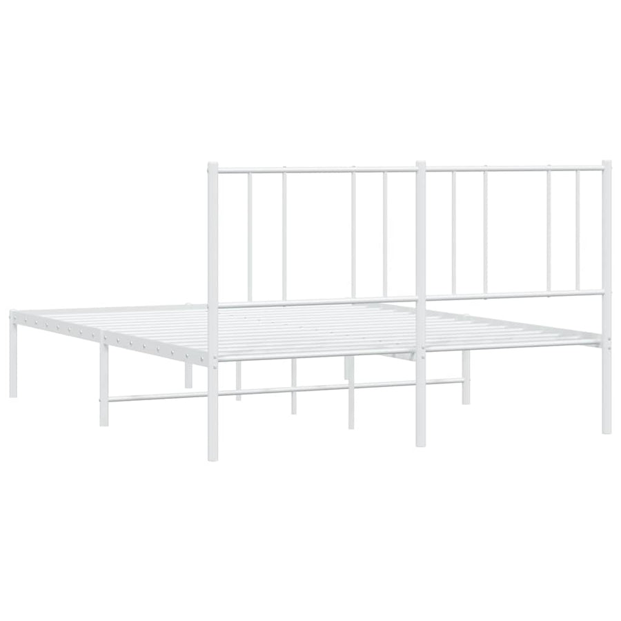 Metal Bed Frame without Mattress with Headboard White 150x200 cm
