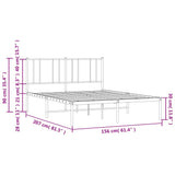 Metal Bed Frame without Mattress with Headboard White 150x200 cm