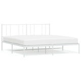 Metal Bed Frame without Mattress with Headboard White 183x203 cm King - Front View