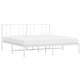 Metal Bed Frame without Mattress with Headboard White 183x203 cm King - 45-Degree Angle