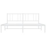 Metal Bed Frame without Mattress with Headboard White 183x203 cm King