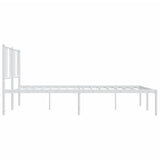 Metal Bed Frame without Mattress with Headboard White 183x203 cm King - Close-Up Angle